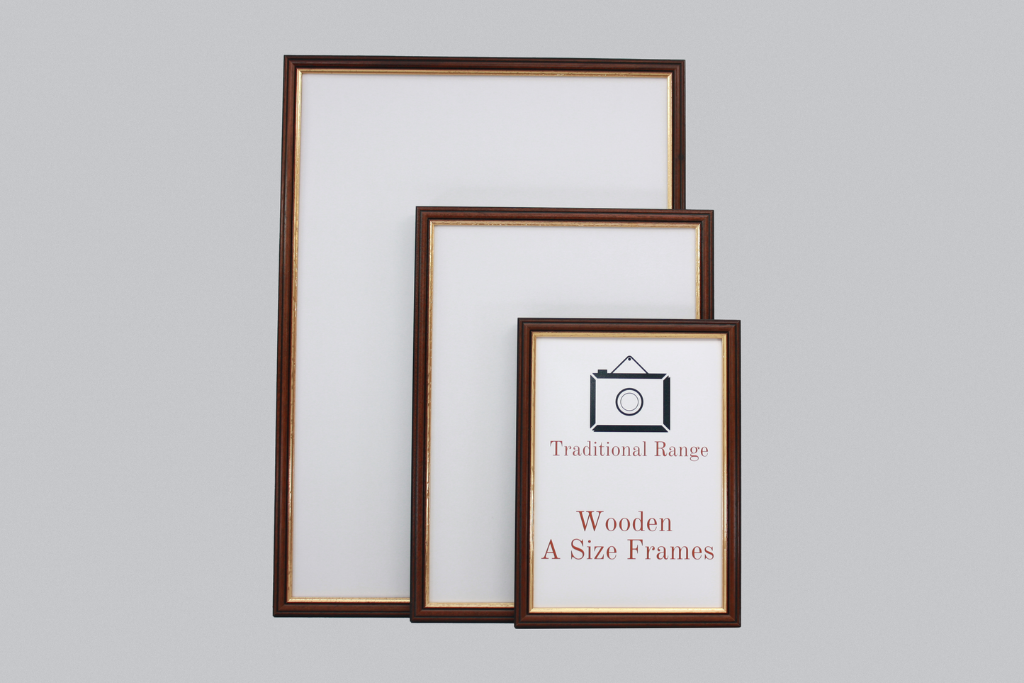 Mahogany with a gold trim - A-Size Frames - Traditional Style - A1, A2, A3, A4 Size Wooden Poster Frame - PhotoFramesandMore - Wooden Picture Frames