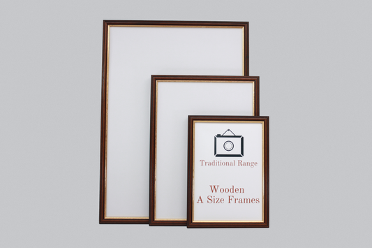 Mahogany with a gold trim - A-Size Frames - Traditional Style - A1, A2, A3, A4 Size Wooden Poster Frame - PhotoFramesandMore - Wooden Picture Frames