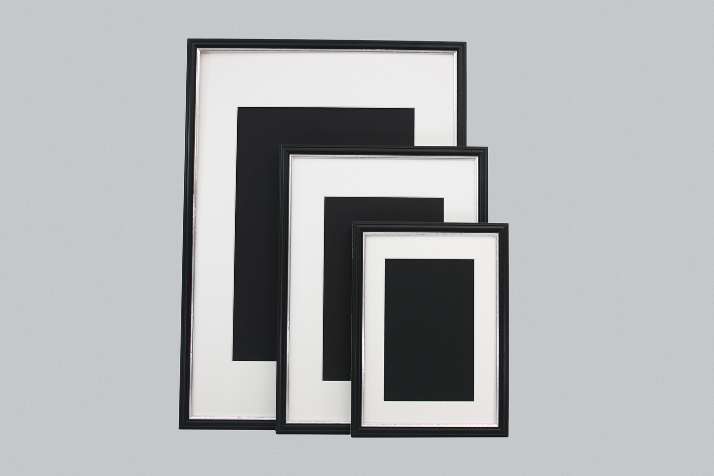 Black with a silver trim - A-Size Frames - Traditional Style - A1, A2, A3, A4 Size Wooden Poster Frame - PhotoFramesandMore - Wooden Picture Frames