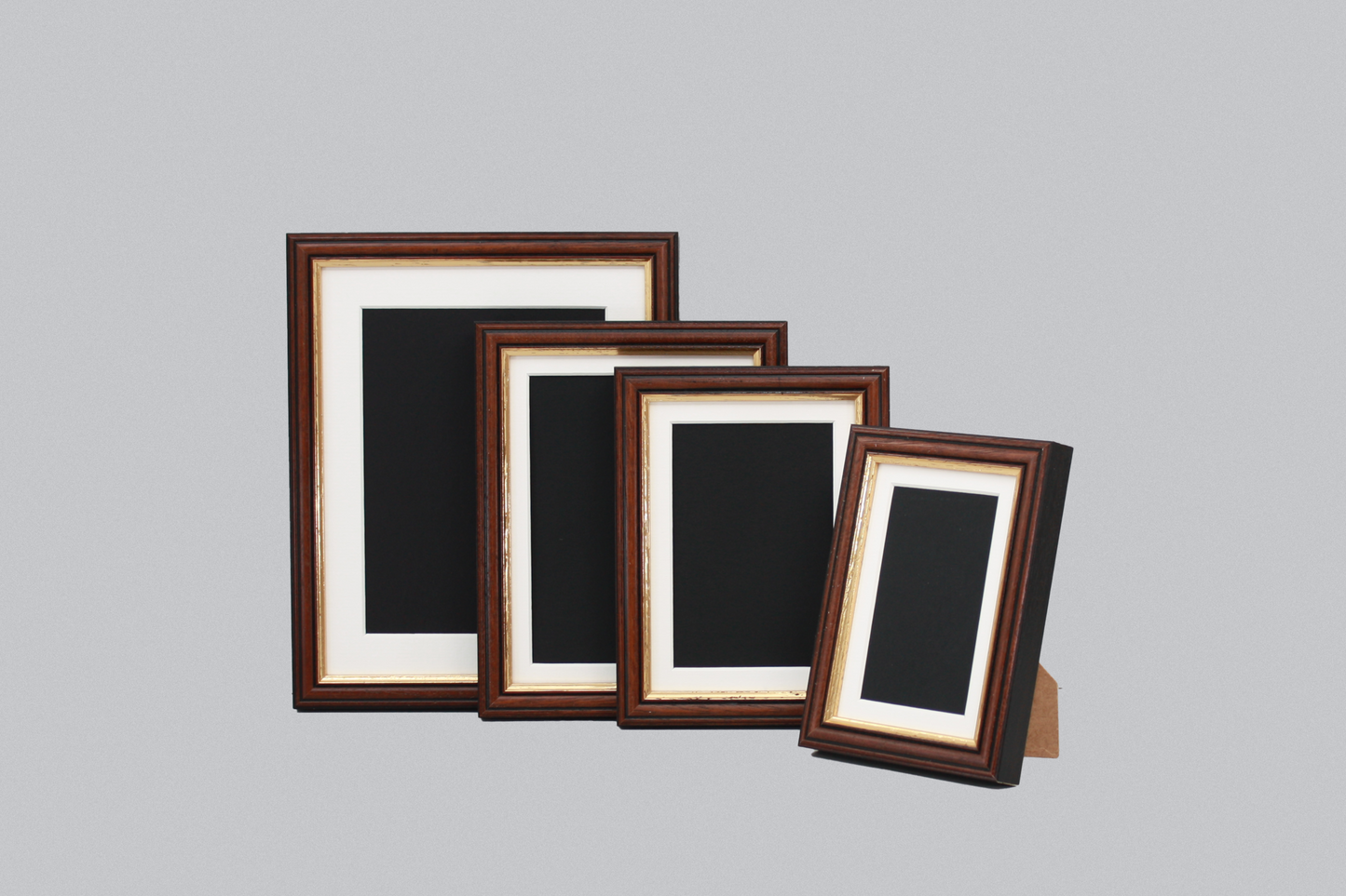 Mahogany with Gold Trim - Traditional Style Wooden Photo Frames - Stand or Hang. - PhotoFramesandMore - Wooden Picture Frames