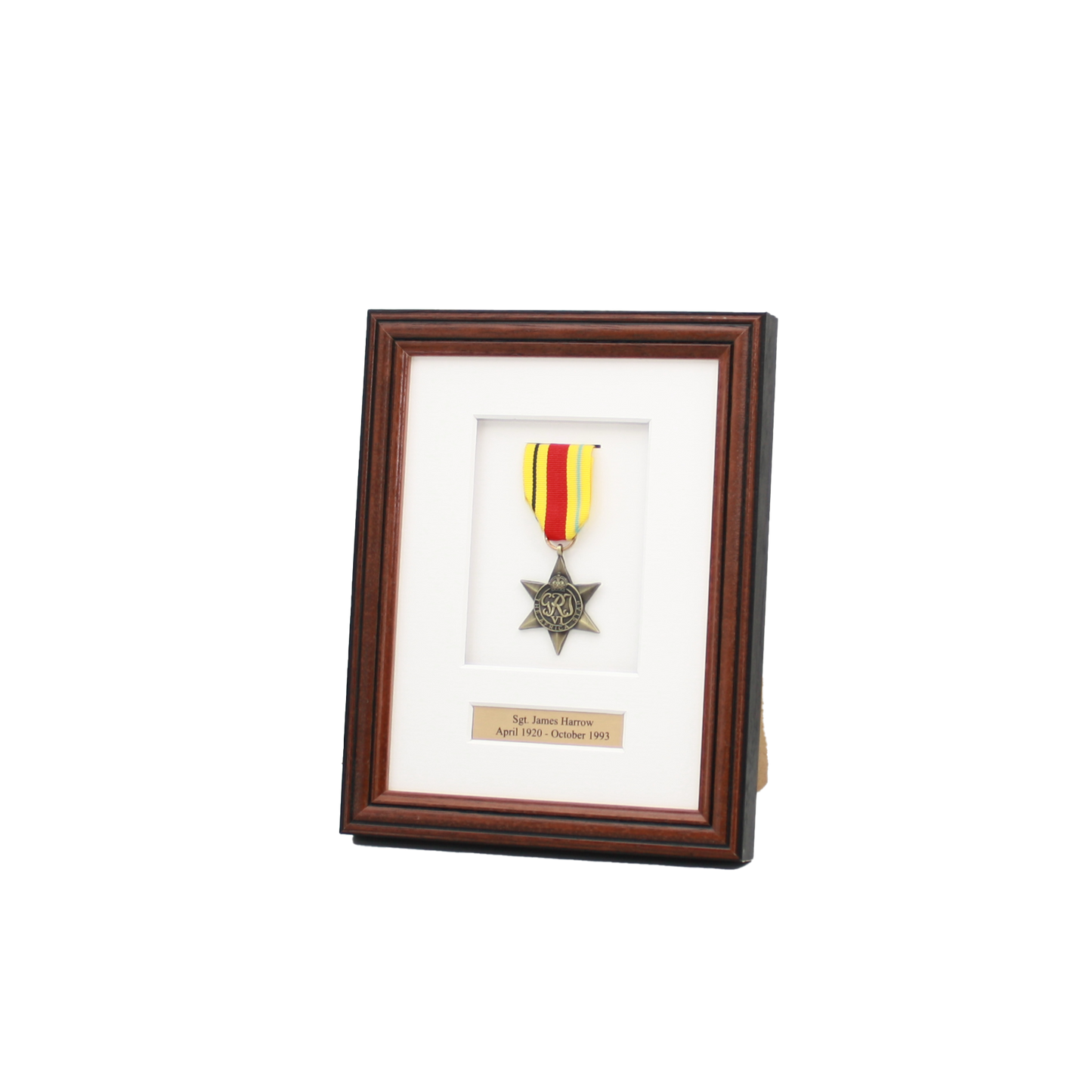 Personalised Military Medal display Frame for 1 Medal. Traditional Range. - PhotoFramesandMore - Wooden Picture Frames