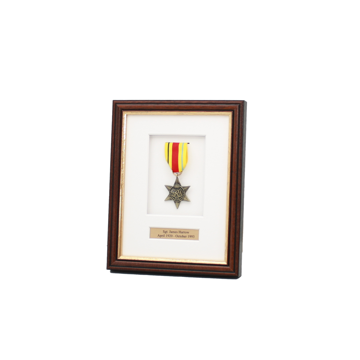 Personalised Military Medal display Frame for 1 Medal. Traditional Range. - PhotoFramesandMore - Wooden Picture Frames
