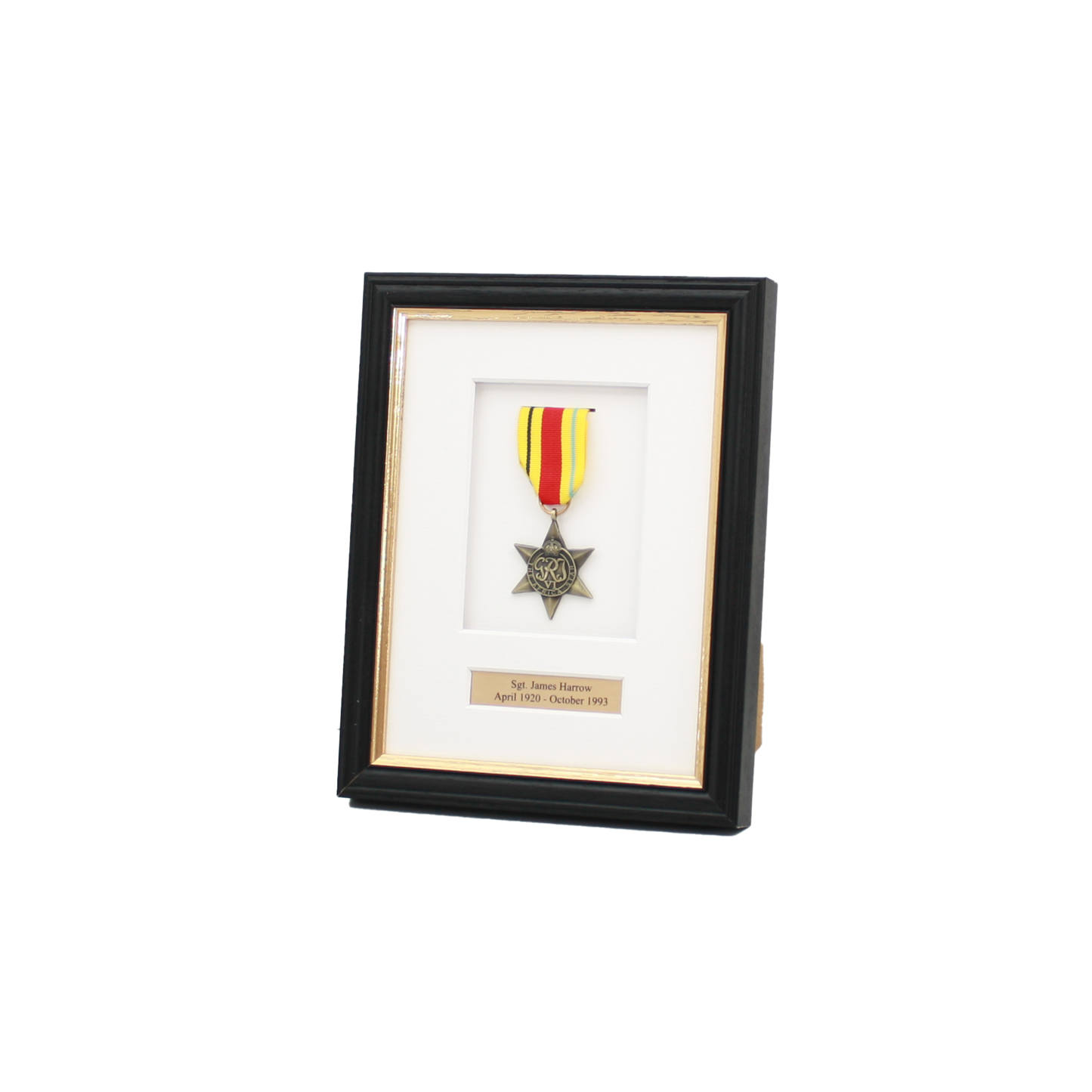 Personalised Military Medal display Frame for 1 Medal. Traditional Range. - PhotoFramesandMore - Wooden Picture Frames
