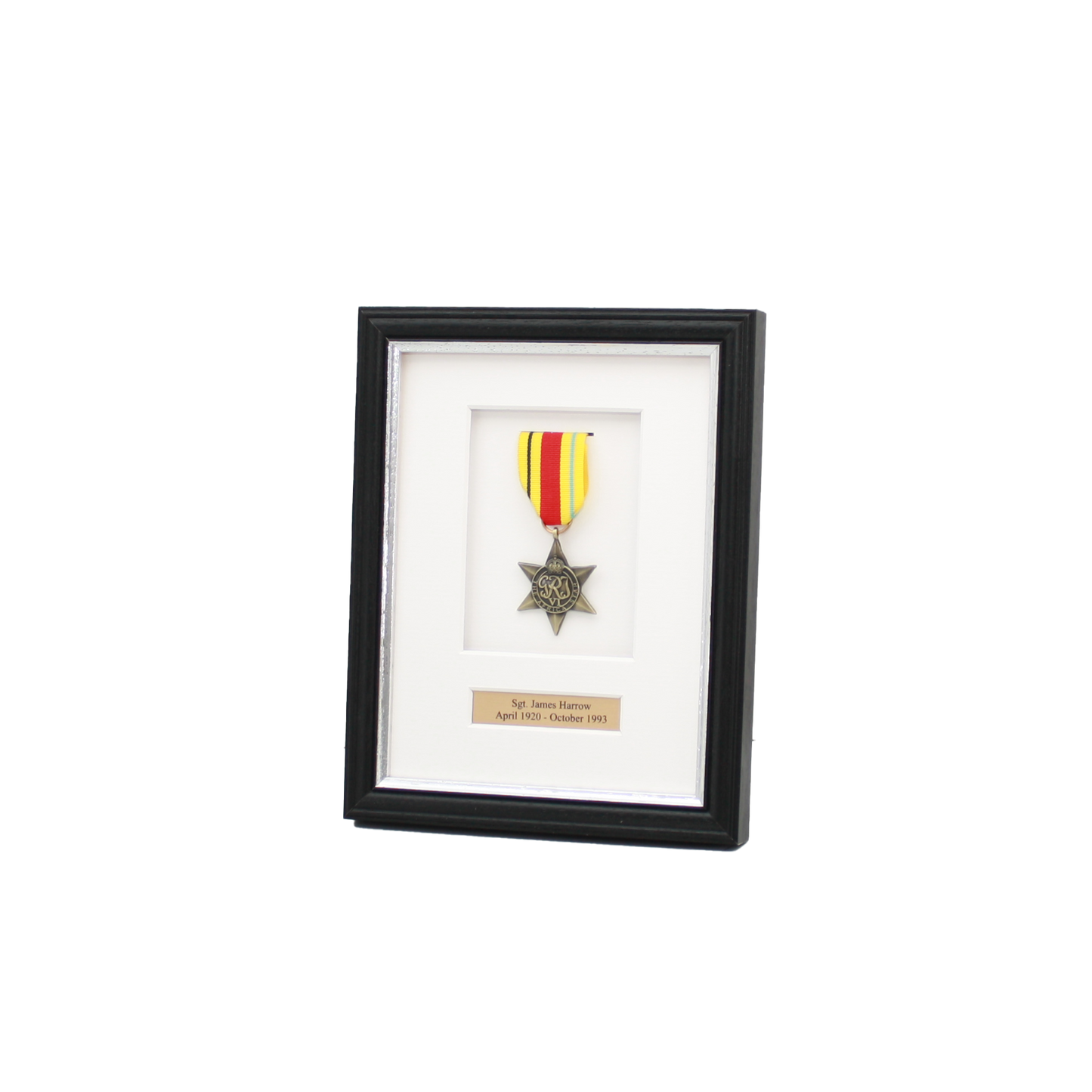 Personalised Military Medal display Frame for 1 Medal. Traditional Range. - PhotoFramesandMore - Wooden Picture Frames