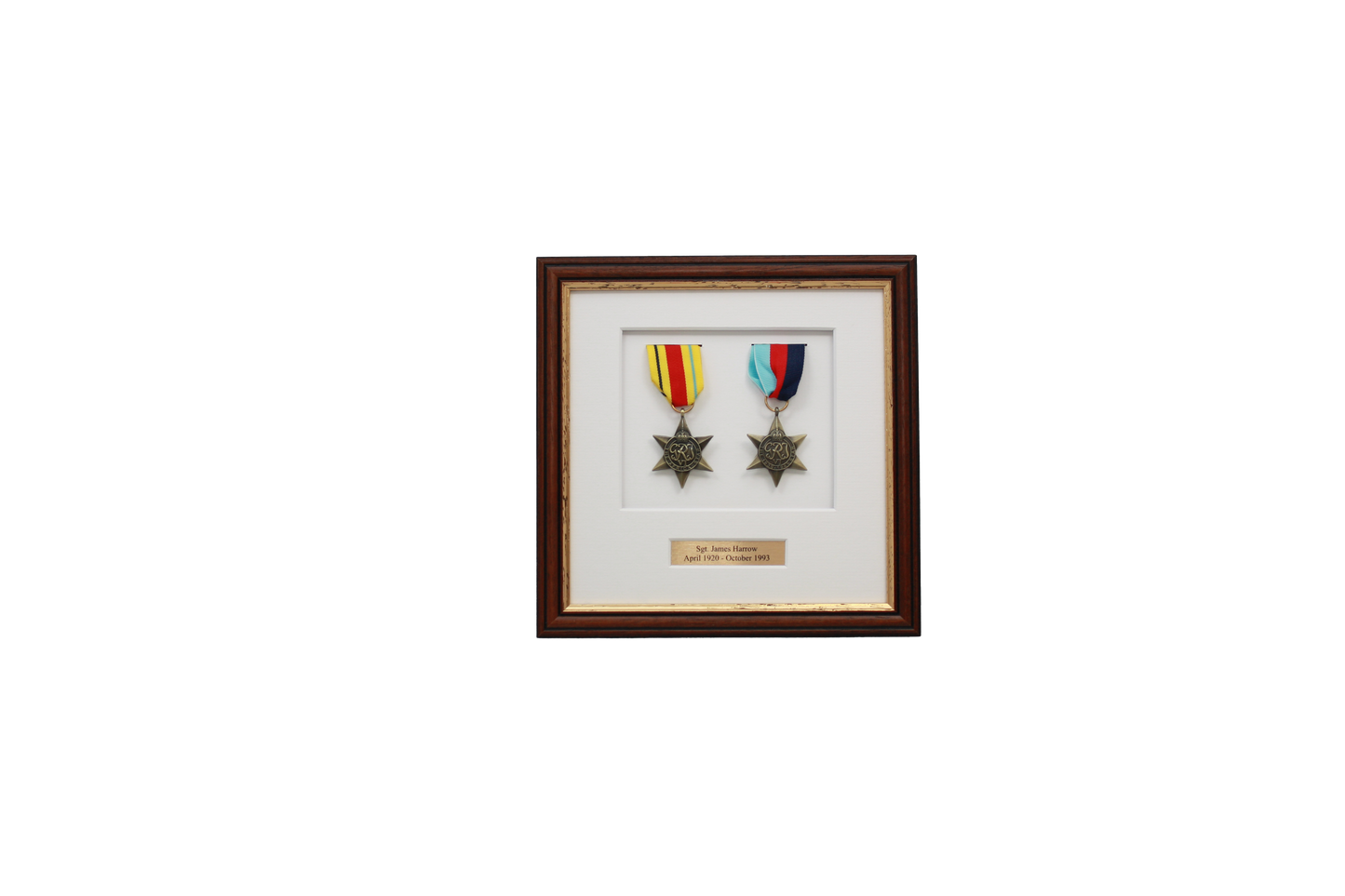 Personalised Military Medal display Frame for Two Medals. Traditional Range. - PhotoFramesandMore - Wooden Picture Frames