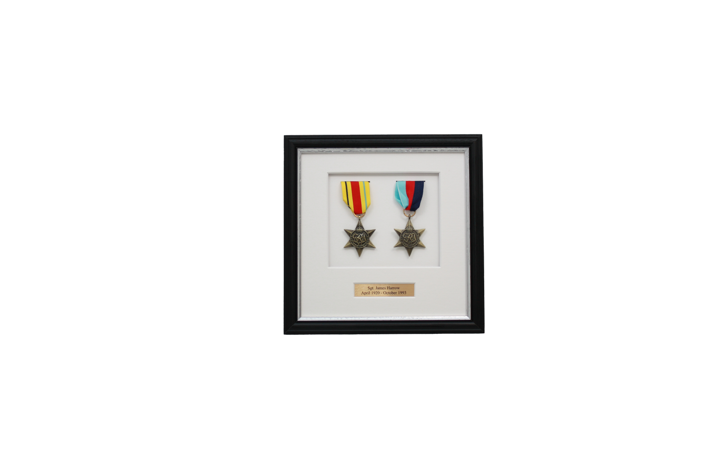 Personalised Military Medal display Frame for Two Medals. Traditional Range. - PhotoFramesandMore - Wooden Picture Frames