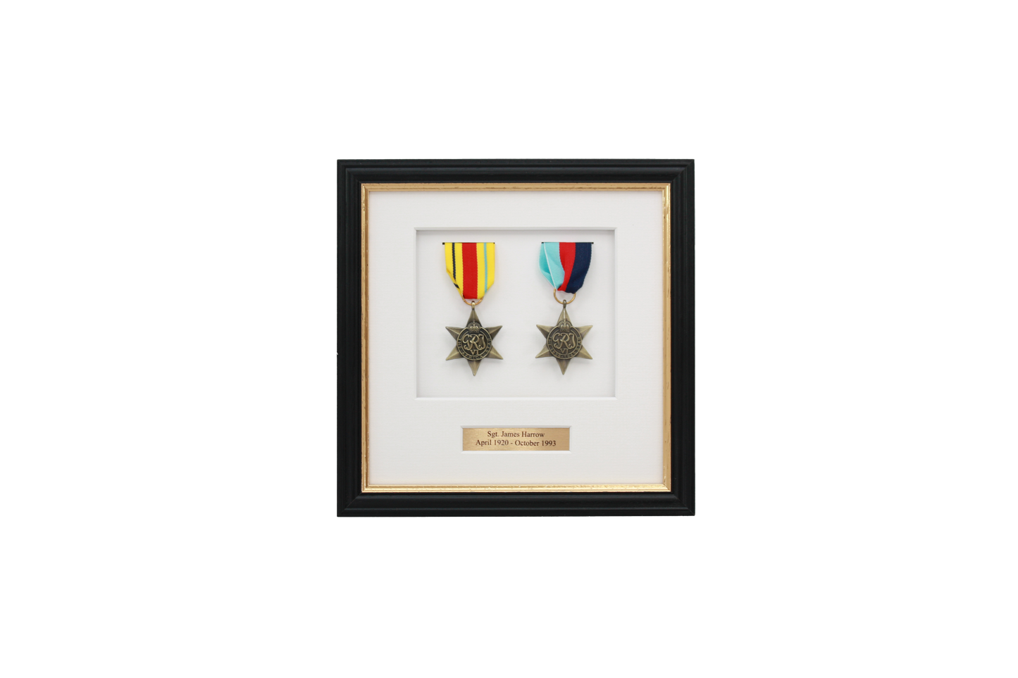 Personalised Military Medal display Frame for Two Medals. Traditional Range. - PhotoFramesandMore - Wooden Picture Frames
