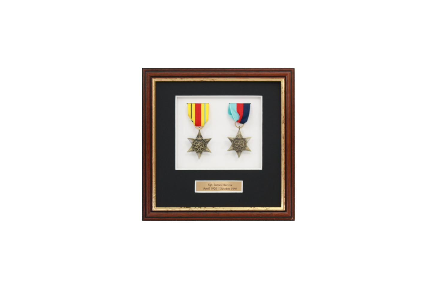 Personalised Military Medal display Frame for Two Medals. Traditional Range. - PhotoFramesandMore - Wooden Picture Frames