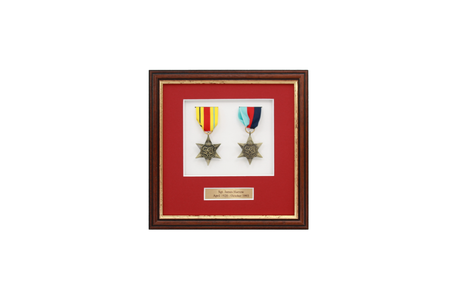 Personalised Military Medal display Frame for Two Medals. Traditional Range. - PhotoFramesandMore - Wooden Picture Frames