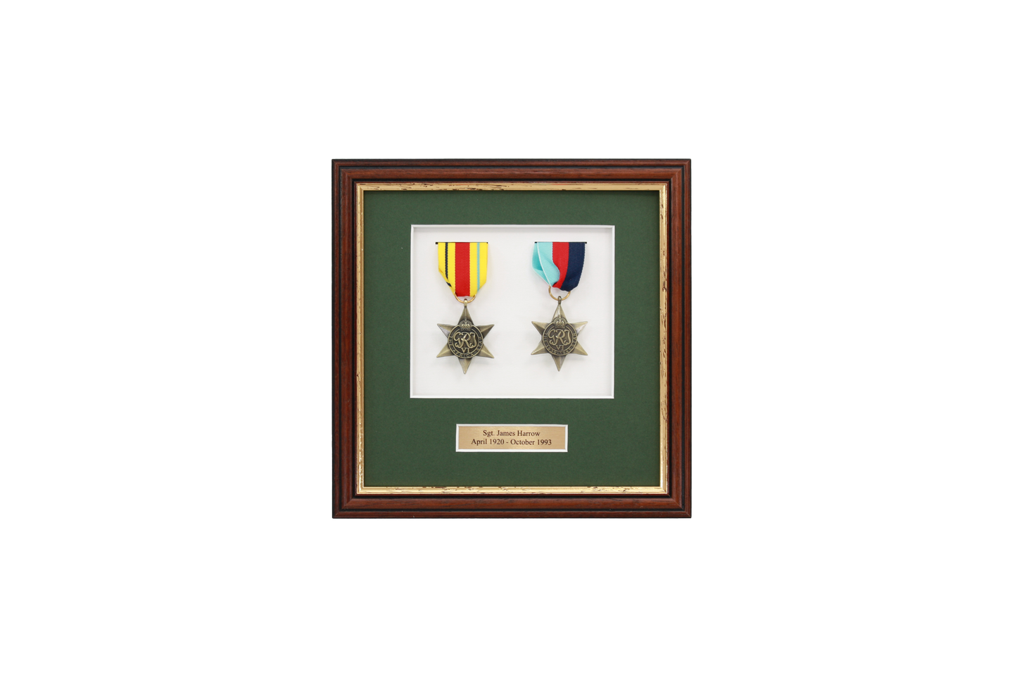 Personalised Military Medal display Frame for Two Medals. Traditional Range. - PhotoFramesandMore - Wooden Picture Frames