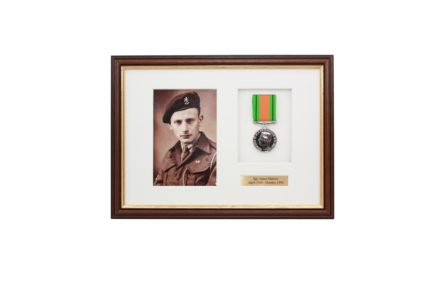 Personalised Military Medal display Frame for One Medal and a 6x4" Photograph. Traditional Range. - PhotoFramesandMore - Wooden Picture Frames