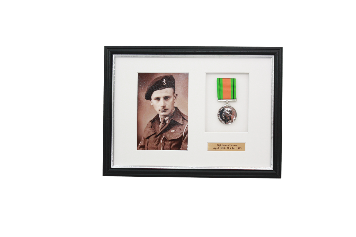 Personalised Military Medal display Frame for One Medal and a 6x4" Photograph. Traditional Range. - PhotoFramesandMore - Wooden Picture Frames