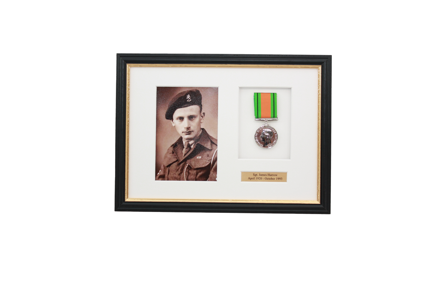 Personalised Military Medal display Frame for One Medal and a 6x4" Photograph. Traditional Range. - PhotoFramesandMore - Wooden Picture Frames