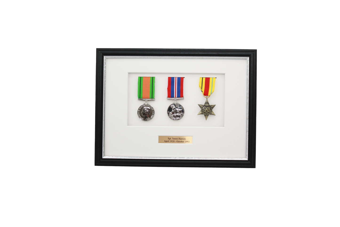 Personalised Military Medal display Frame for Three Medals. Traditional Range. - PhotoFramesandMore - Wooden Picture Frames