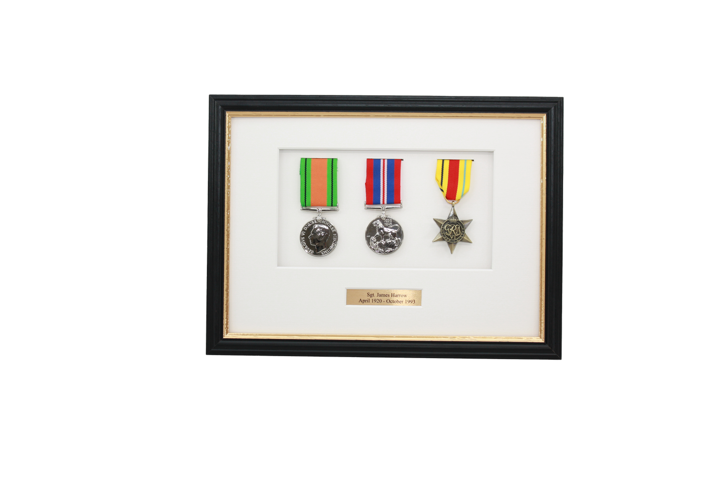 Personalised Military Medal display Frame for Three Medals. Traditional Range. - PhotoFramesandMore - Wooden Picture Frames