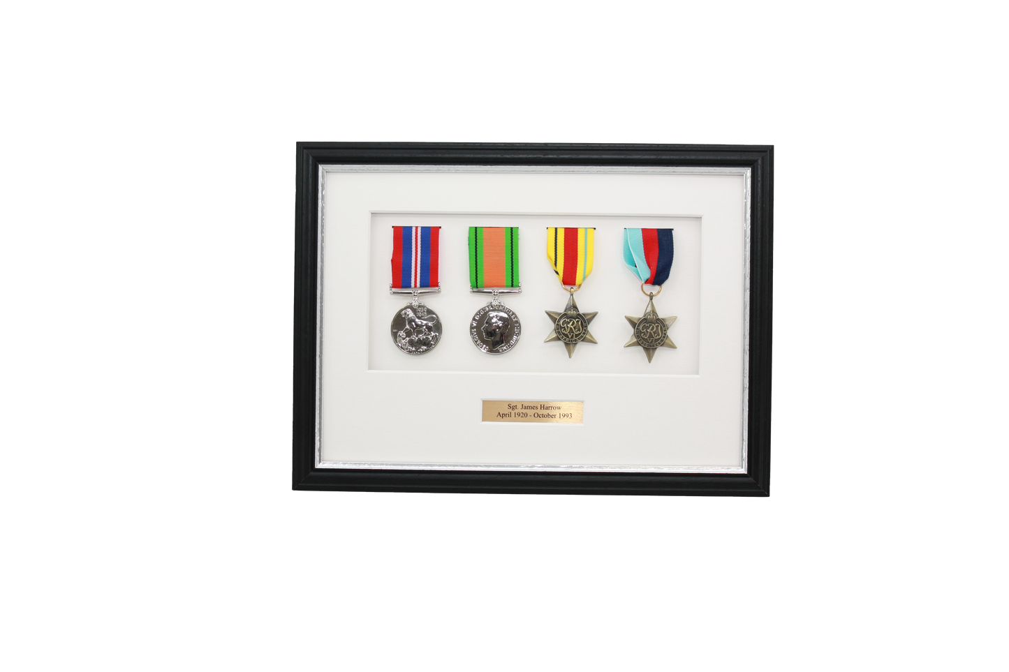 Personalised Military Medal display Frame for Four Medals. Traditional Range. - PhotoFramesandMore - Wooden Picture Frames