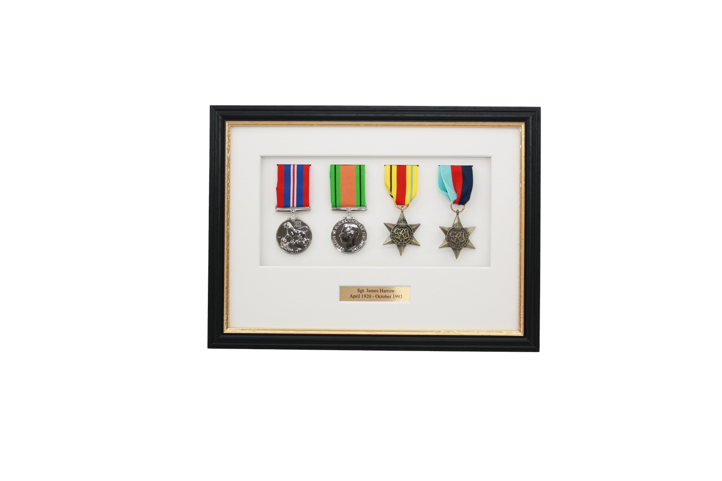 Personalised Military Medal display Frame for Four Medals. Traditional Range. - PhotoFramesandMore - Wooden Picture Frames