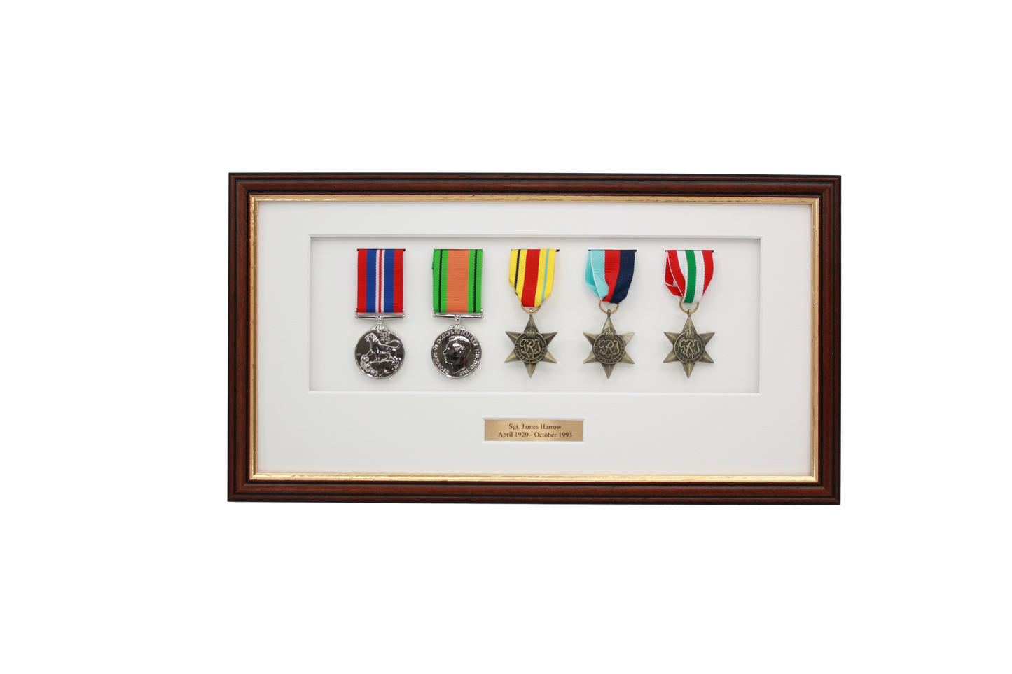 Personalised Military Medal display Frame for Five Medals. Traditional Range. - PhotoFramesandMore - Wooden Picture Frames