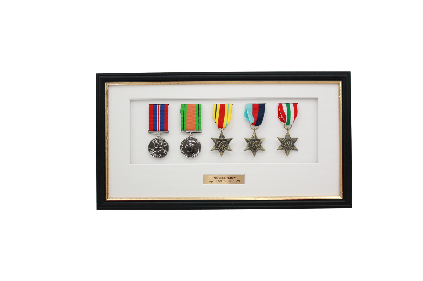 Personalised Military Medal display Frame for Five Medals. Traditional Range. - PhotoFramesandMore - Wooden Picture Frames