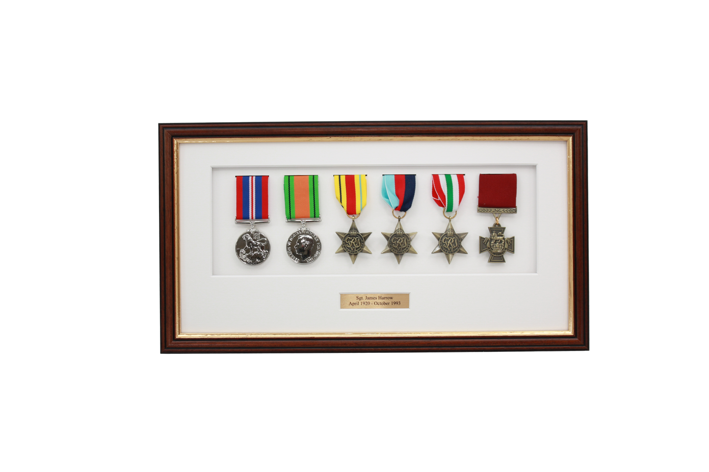 Personalised Military Medal display Frame for Six Medals. Traditional Range. - PhotoFramesandMore - Wooden Picture Frames
