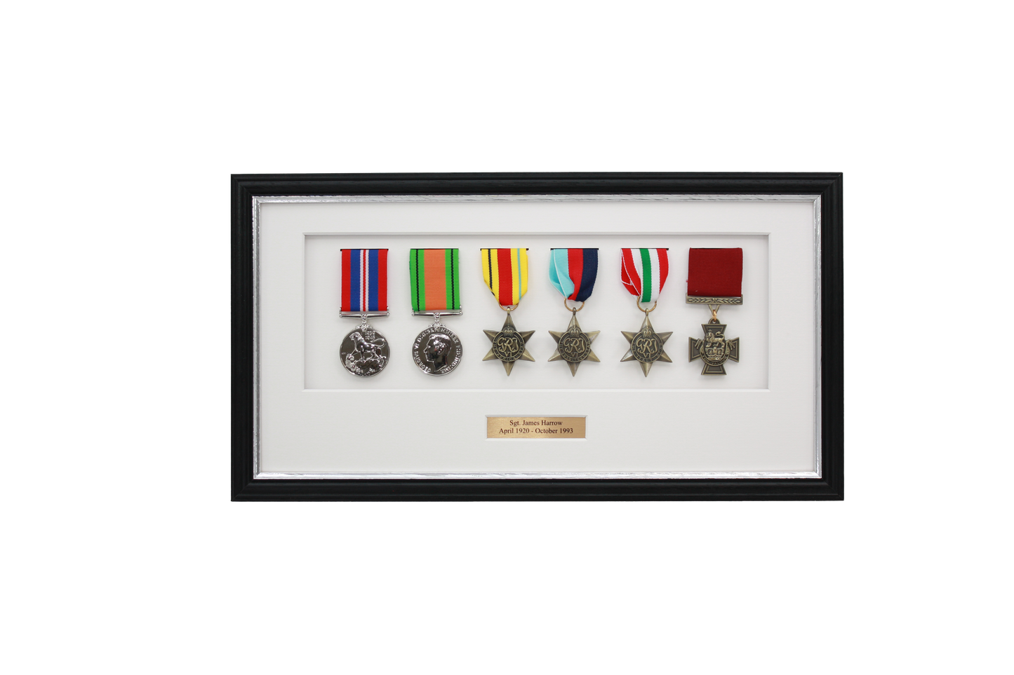 Personalised Military Medal display Frame for Six Medals. Traditional Range. - PhotoFramesandMore - Wooden Picture Frames