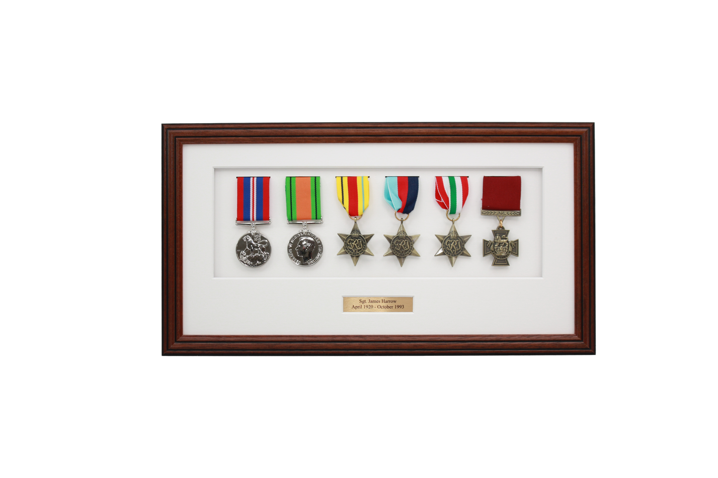 Personalised Military Medal display Frame for Six Medals. Traditional Range. - PhotoFramesandMore - Wooden Picture Frames