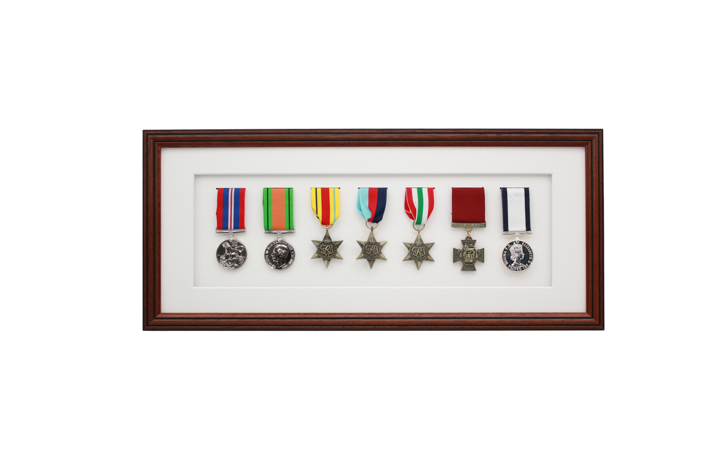 Military Medal display Frame for Seven Medals. Traditional Range. - PhotoFramesandMore - Wooden Picture Frames