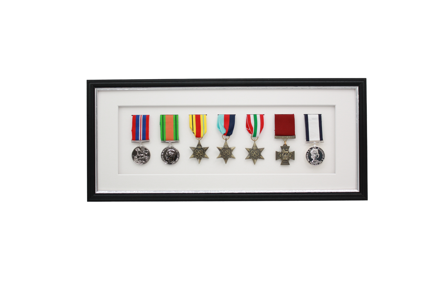 Military Medal display Frame for Seven Medals. Traditional Range. - PhotoFramesandMore - Wooden Picture Frames