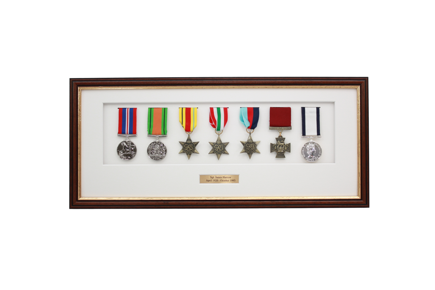 Personalised Military Medal display Frame for Seven Medals. Traditional Range. - PhotoFramesandMore - Wooden Picture Frames