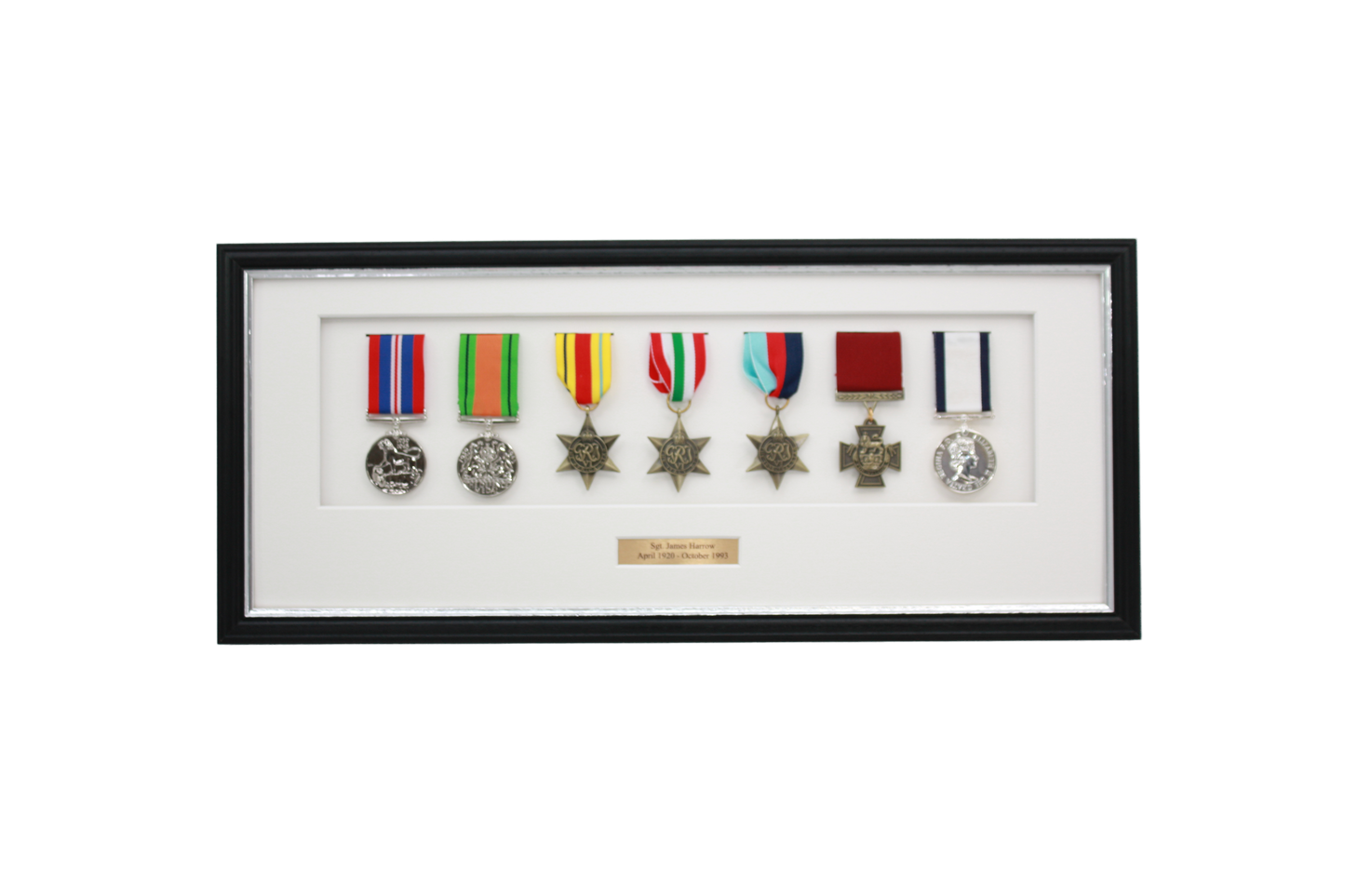 Personalised Military Medal display Frame for Seven Medals. Traditional Range. - PhotoFramesandMore - Wooden Picture Frames