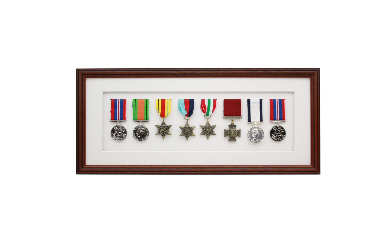 Military Medal display Frame for Eight Medals. Traditional Range.