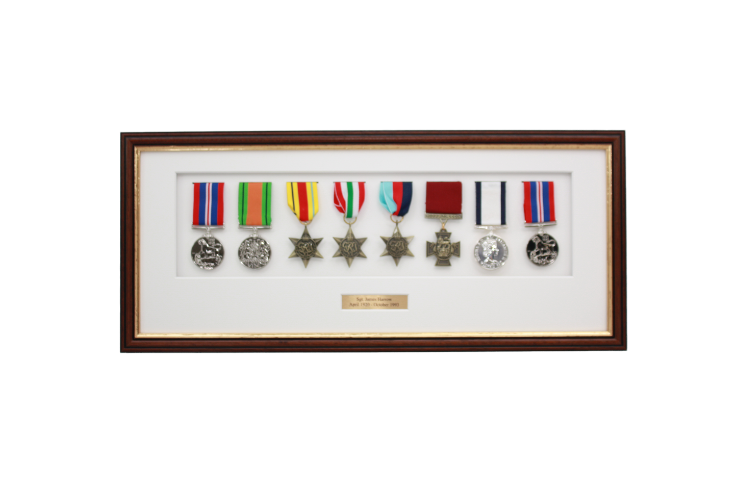 Personalised Military Medal display Frame for Eight Medals. Traditional Range.