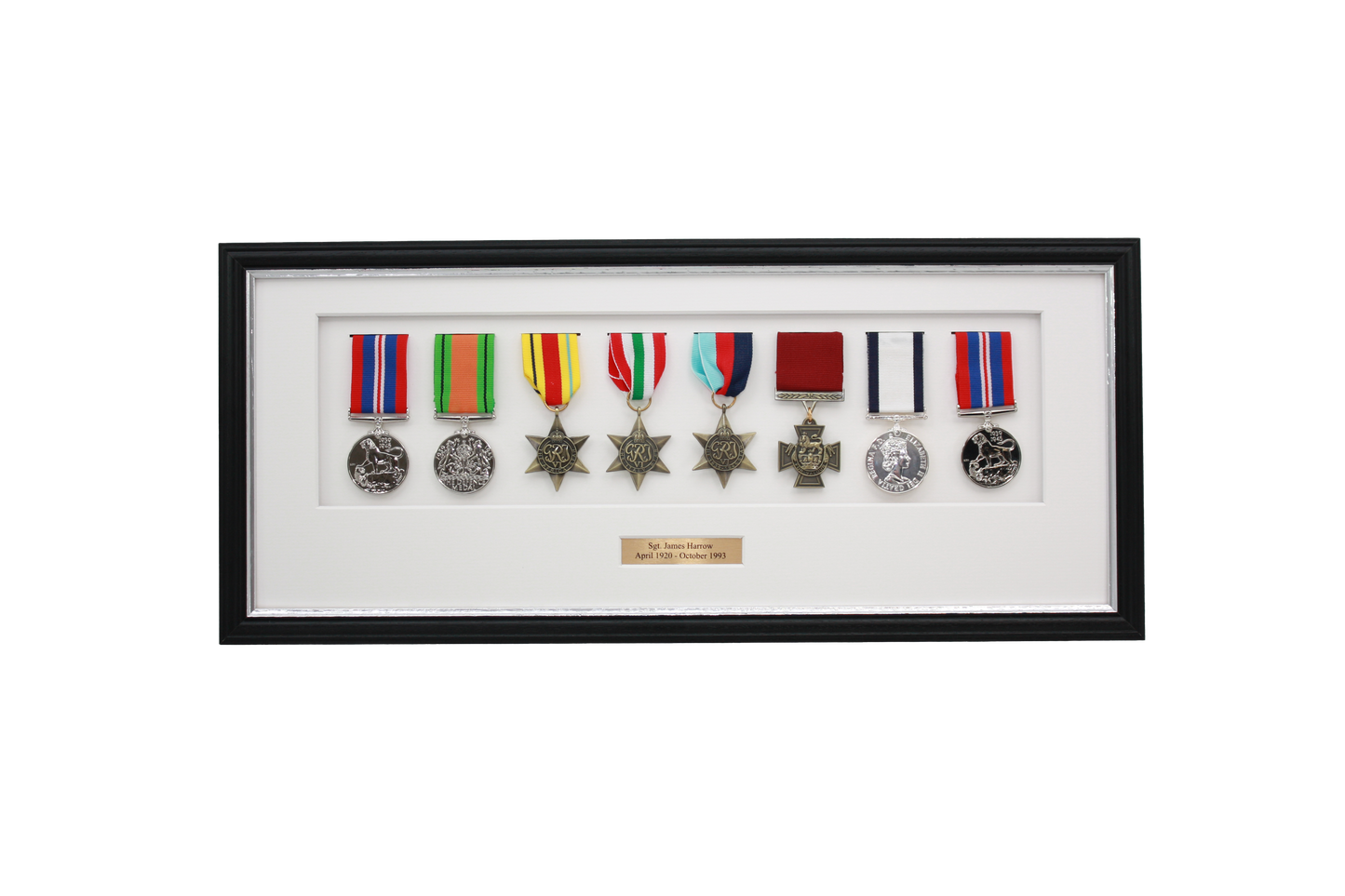 Personalised Military Medal display Frame for Eight Medals. Traditional Range.