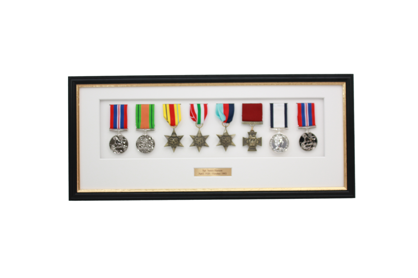 Personalised Military Medal display Frame for Eight Medals. Traditional Range.
