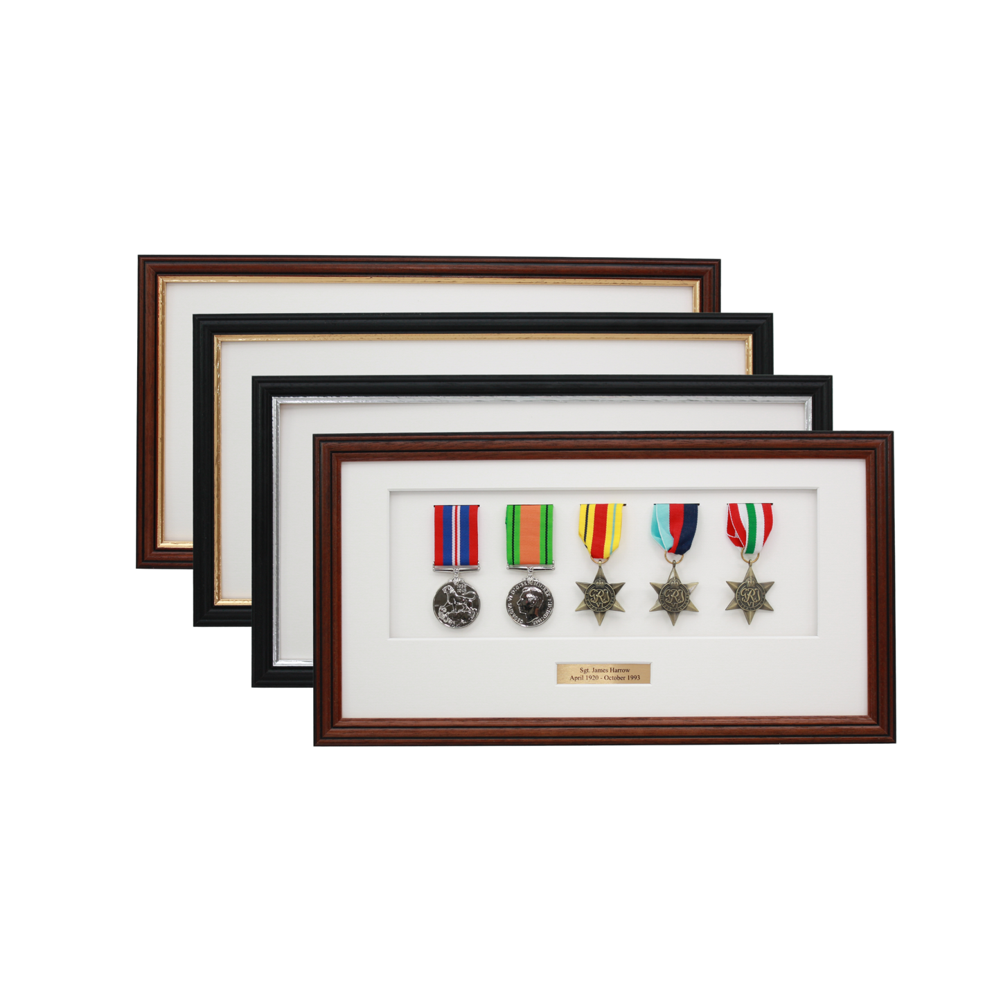 Personalised Military Medal display Frame for Five Medals. Traditional Range. - PhotoFramesandMore - Wooden Picture Frames