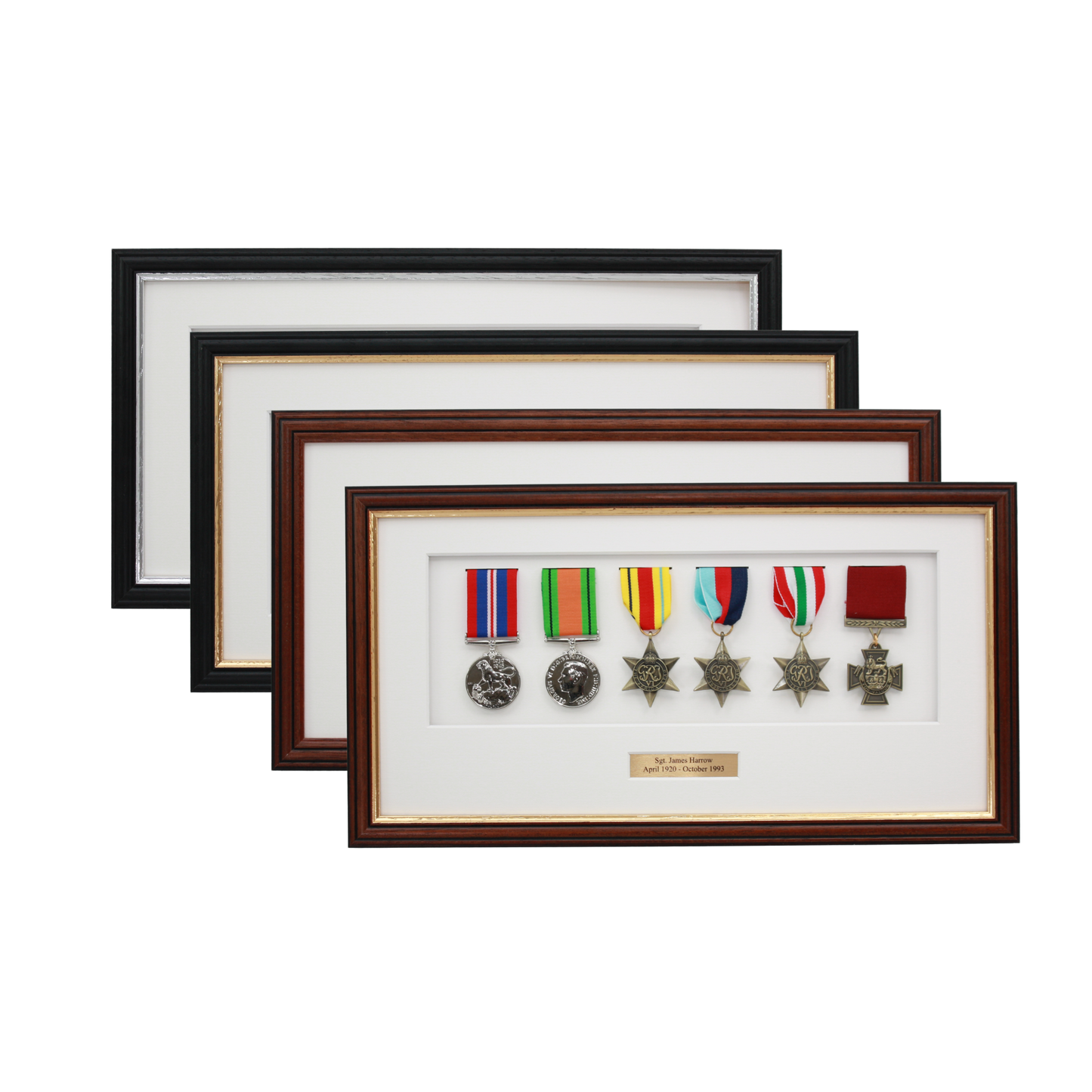 Personalised Military Medal display Frame for Six Medals. Traditional Range. - PhotoFramesandMore - Wooden Picture Frames