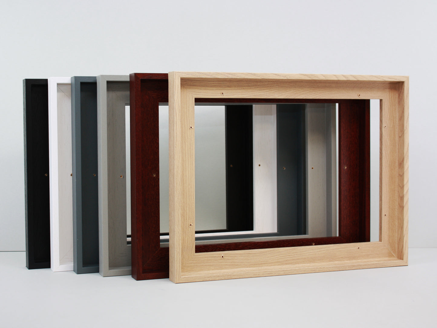 Oak Colour Wooden Tray Frames. 22mm Deep. Standard Size. Floating Effect Frames for Canvas - PhotoFramesandMore - Wooden Picture Frames