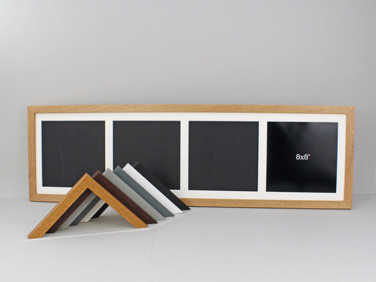 Suits Four 8x8" sized Photos. 25x90cm. Wooden Multi Aperture / Collage Photo Frame. - PhotoFramesandMore - Wooden Picture Frames
