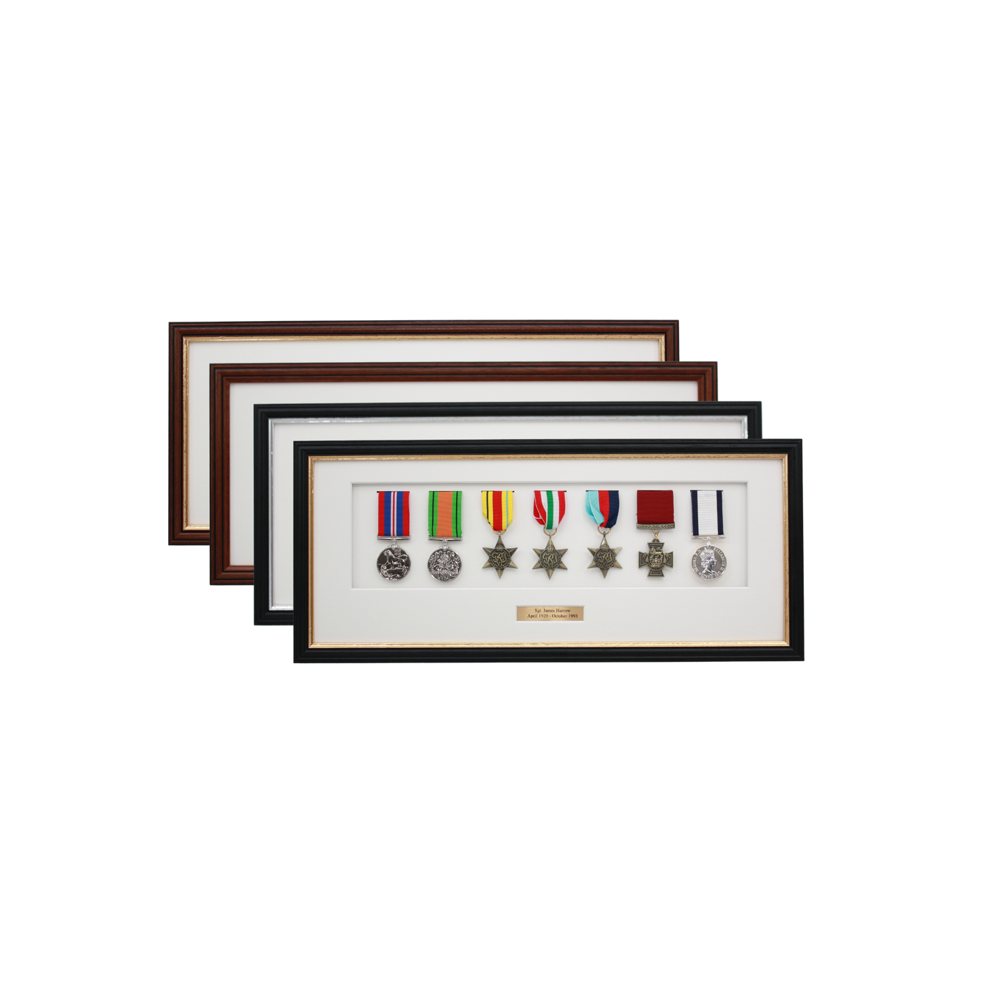 Personalised Military Medal display Frame for Seven Medals. Traditional Range. - PhotoFramesandMore - Wooden Picture Frames