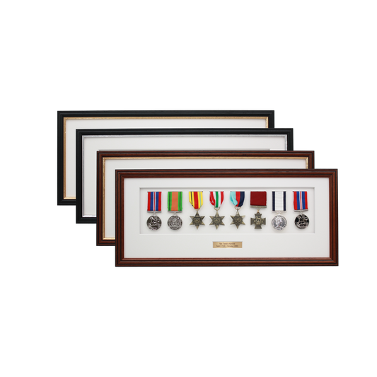 Personalised Military Medal display Frame for Eight Medals. Traditional Range.