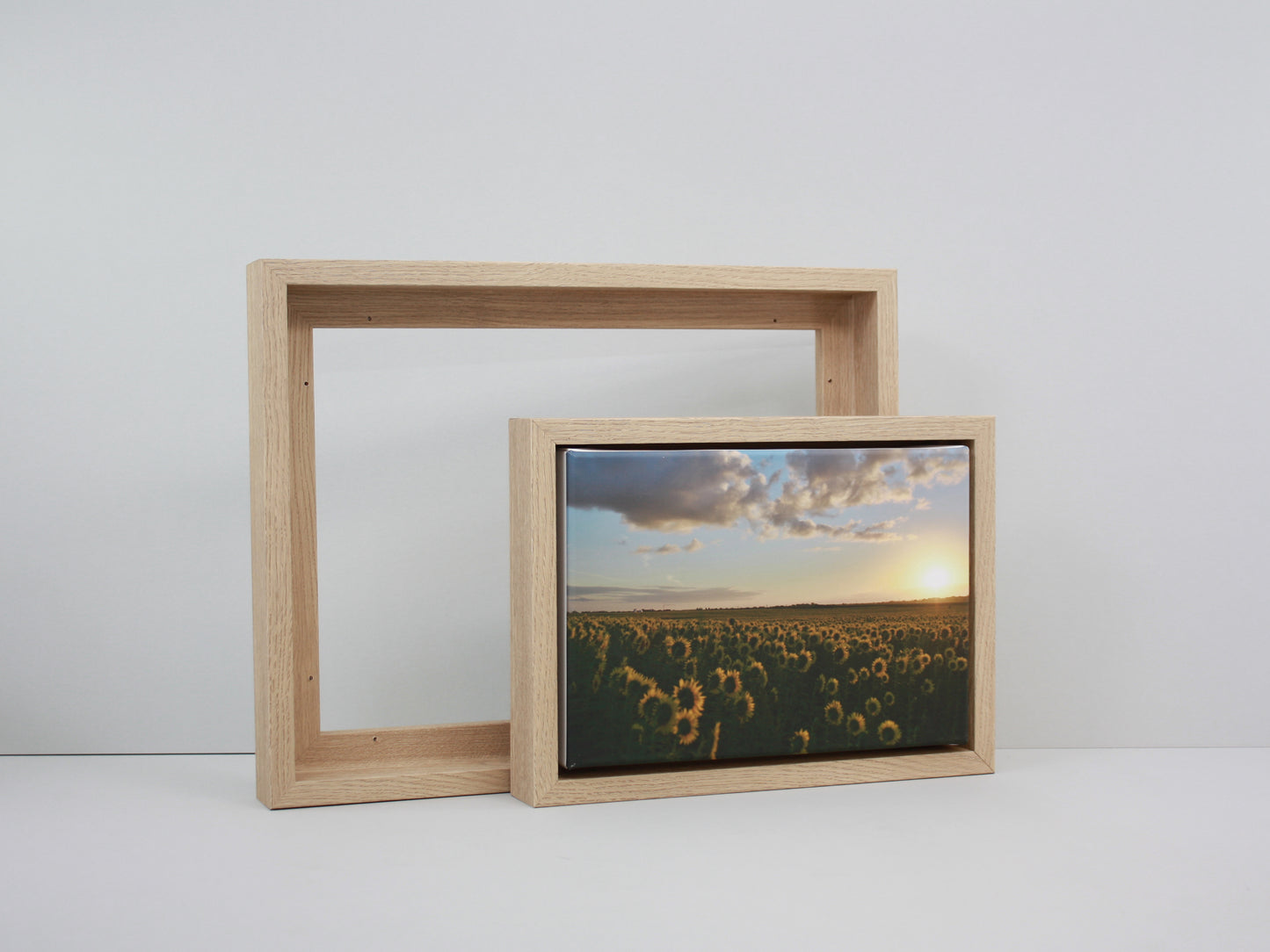 Oak Colour - 40mm Deep Canvas Tray Frames. Standard Sizes. Floating Effect Frames for Canvases.