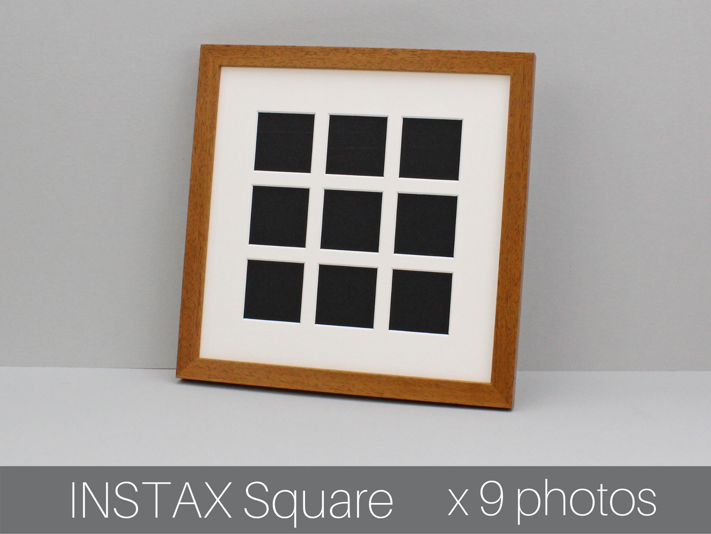 Instax Square Multi Aperture Wooden Photo Frame. Holds Nine 62mmx62mm sized Photos. 30x30cm. - PhotoFramesandMore - Wooden Picture Frames