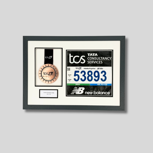 Personalised Marathon Medal display Frame. For Medal & Bib.