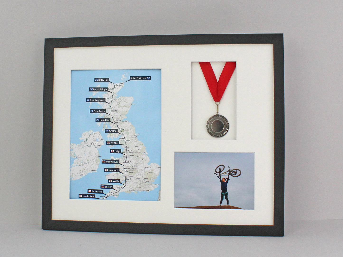 Medal display Frame with Apertures for Portrait A4 Map/certificate & 5x7" Photo. 40x50cm. - PhotoFramesandMore - Wooden Picture Frames