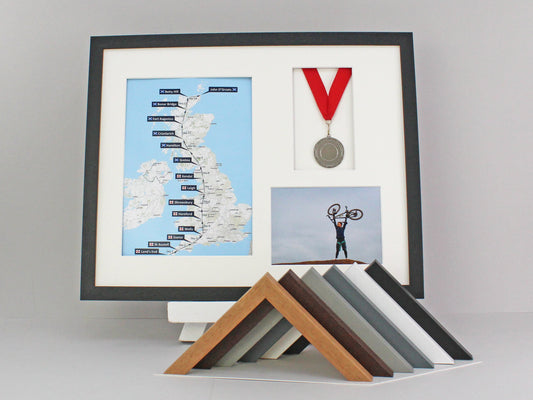 Medal display Frame with Apertures for  Portrait A4 Map/certificate & 5x7" Photo. 40x50cm. - PhotoFramesandMore - Wooden Picture Frames