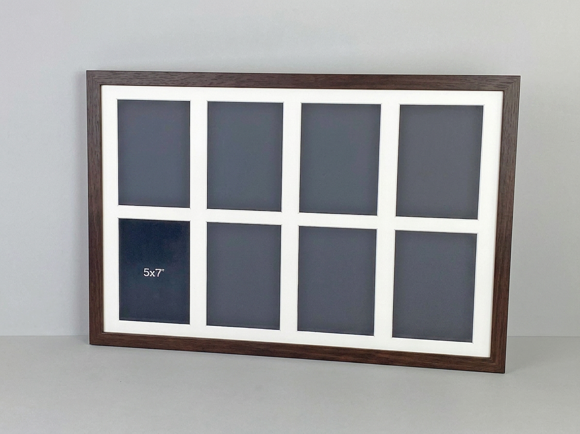 Suits Eight 5x7" photos.40x60cm. Wooden Multi Aperture Photo Frame.