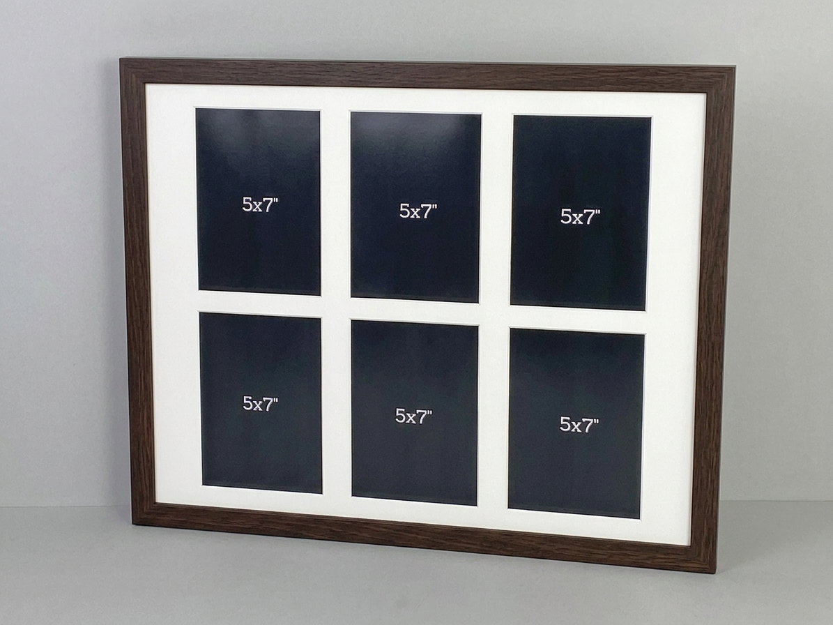 Suits Six 5x7" Photos. 40x50cm. Wooden Multi Aperture Photo Frame.
