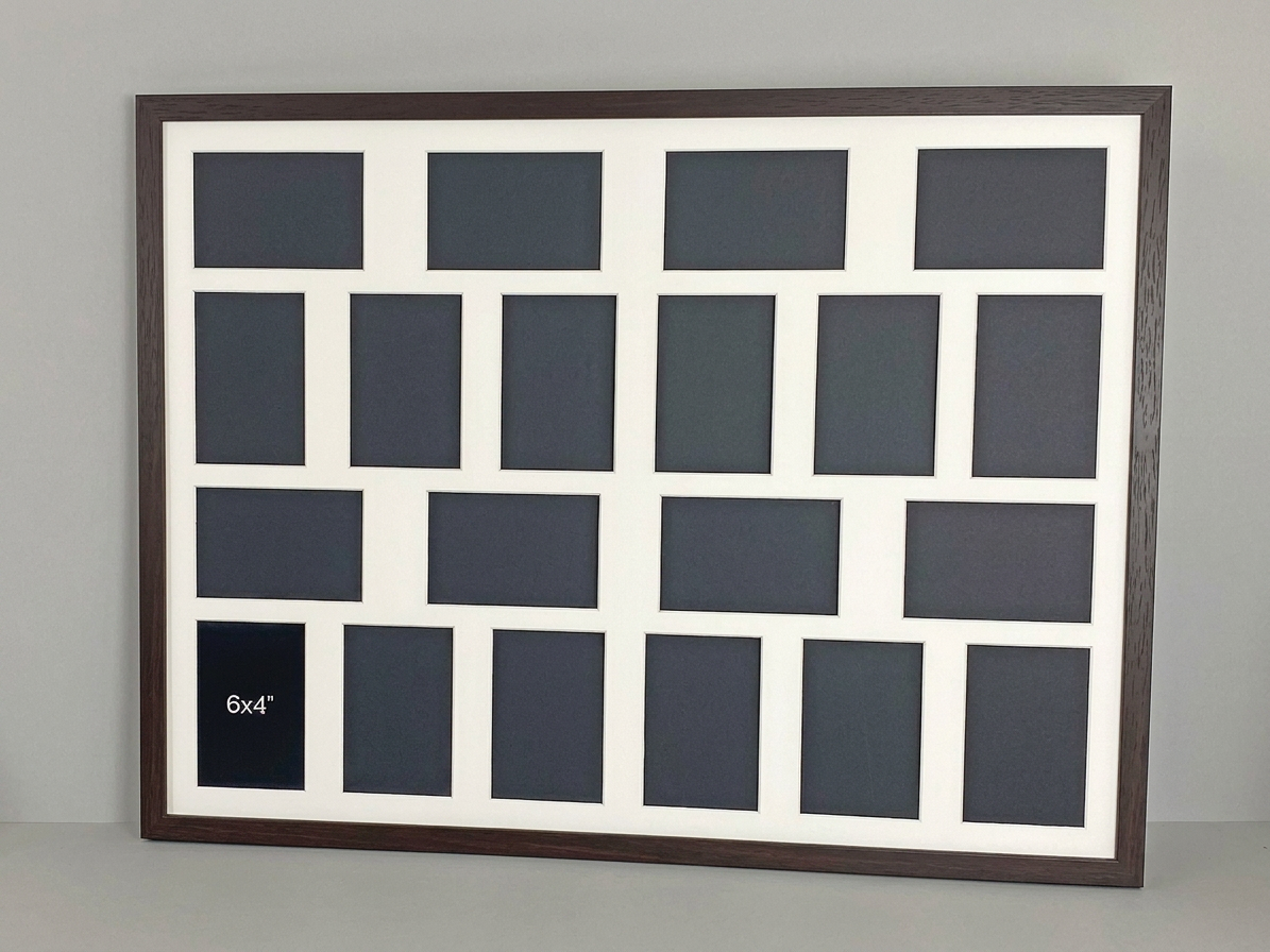 Suits Twenty 6x4" Photos. Mixed orientation. 60x80cm. Wooden Multi Aperture Picture Frame.