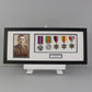 Personalised Military and Service Medal display Frame for Five Medals and one 6x4" Photograph. 20x50cm.War Medals. - PhotoFramesandMore - Wooden Picture Frames