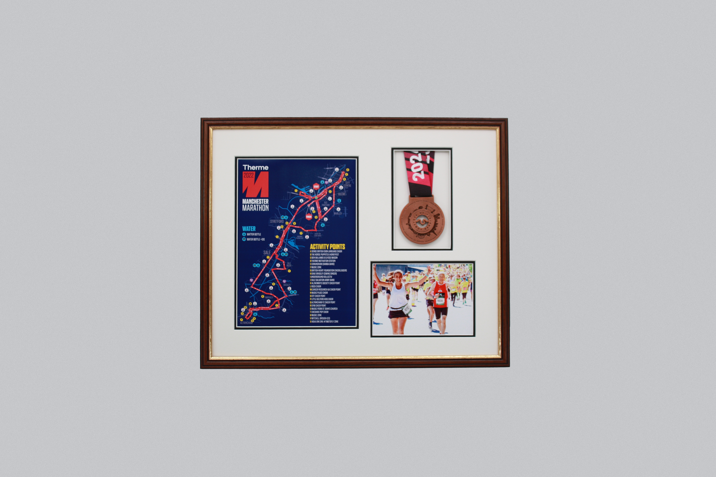 Medal display Frame with Apertures for Portrait A4 Map or certificate & 5x7" Photo. Traditional Style - PhotoFramesandMore - Wooden Picture Frames